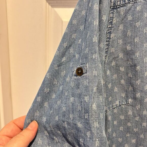 Philosophy Chambray Tencel Blue Raindrop Print Tunic Dress Size Large Boho - Picture 4 of 6